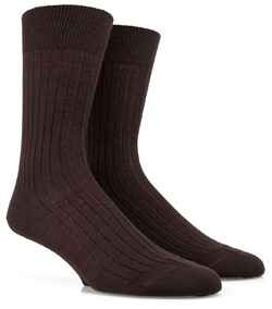 Doré Doré Rib Sock Mixed Wool Sokken Donker Bruin