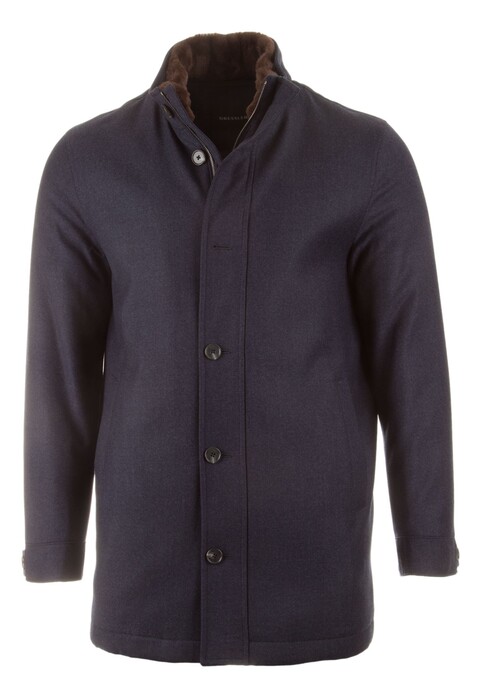 EDUARD DRESSLER Dan Marzotto Scudo Luxury Wool Coat Jack Donker Blauw Melange