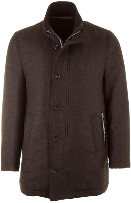 EDUARD DRESSLER David High-End Wool Coat Jack Dark Brown Melange