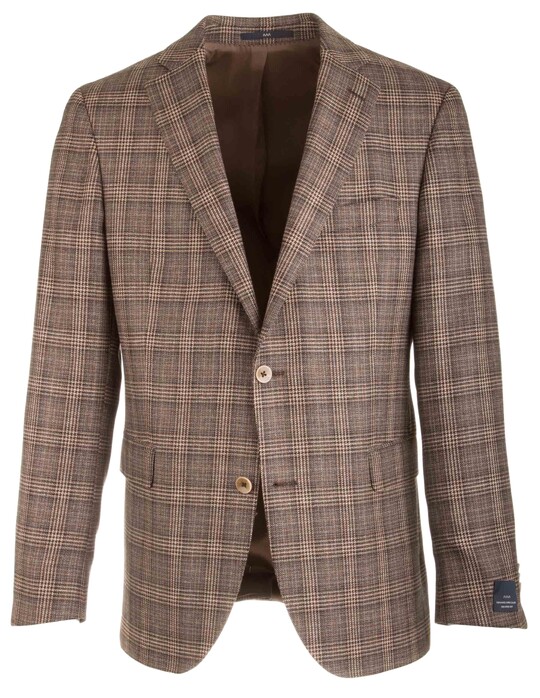 EDUARD DRESSLER James Shaped Fit Silk Touch Check Colbert Bruin