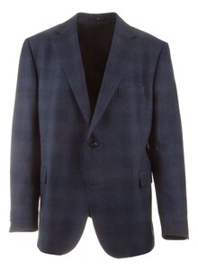 EDUARD DRESSLER Luxury Ton-Sur-Ton Check Jacket Dark Evening Blue