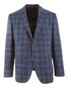 EDUARD DRESSLER Sean Half Lined Cotton-Linen Blend Check Colbert Blauw