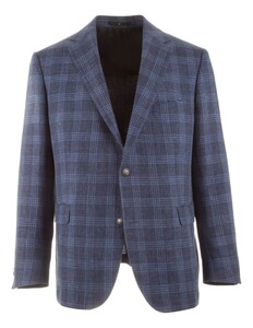 EDUARD DRESSLER Sean Half Lined Cotton-Linen Blend Check Jacket Blue