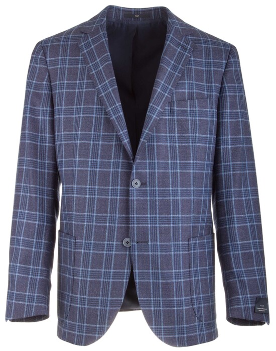 EDUARD DRESSLER Sendrik Shaped Fit Blue-Blue Check Colbert Blauw