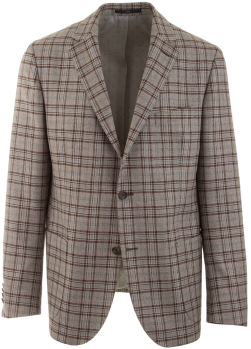 EDUARD DRESSLER Sendrik Summer Check Jacket Brown Melange