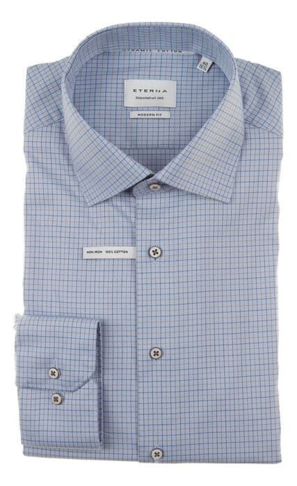 Eterna Classic Fine Check Overhemd Blauw