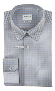 Eterna Fine Check Shirt Blauw-Zand