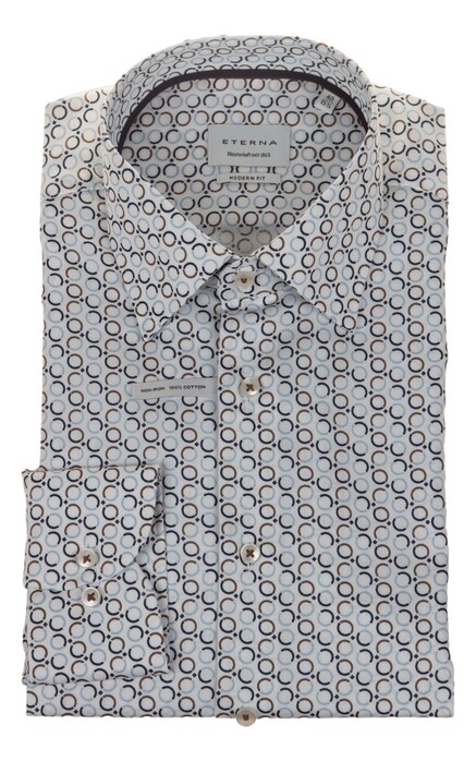 Eterna Multitone Circles Fantasy Shirt Blue-Brown