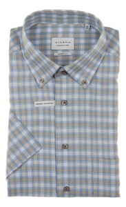 Eterna Multitone Color Check Shirt Blauw-Zand