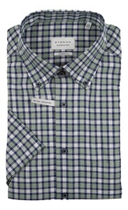 Eterna Multitone Color Check Shirt Blue-Green