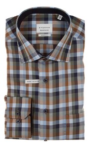 Eterna The Heritage Check Overhemd Blauw-Bruin