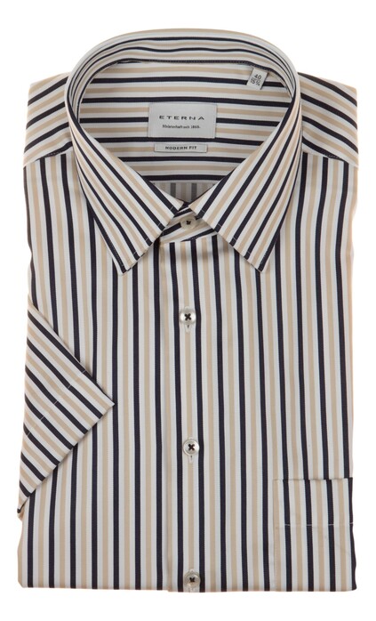 Eterna The Heritage Stripe Shirt Blauw-Zand