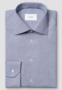 Eton Albini Organic Cotton Mélange Yarn Fine Twill Overhemd Donker Blauw