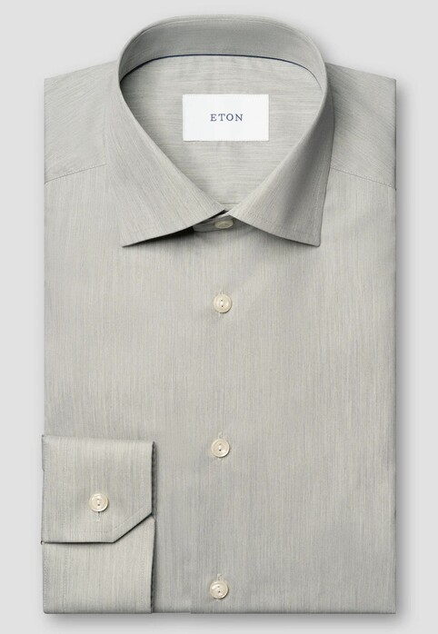 Eton Albini Organic Cotton Mélange Yarn Fine Twill Overhemd Licht Groen