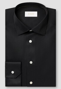 Eton Albini Organic Supima Cotton Twill Mother of Pearl Buttons Overhemd Zwart