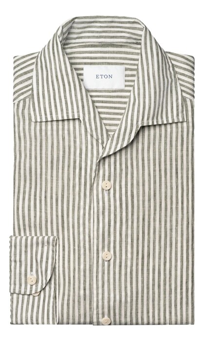 Eton Albini Striped Linen Shirt Green