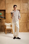 Eton Albini Striped Linen Shirt Overhemd Zand
