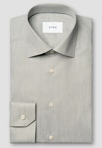 Eton Albini Weave Organic Cotton Fine Twill Mélange Overhemd Licht Groen