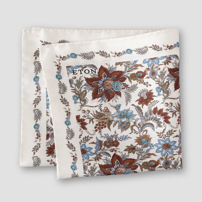 Eton Allover Floral Pattern Pochet Brown-Multi