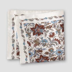 Eton Allover Floral Pattern Pocket Square Brown-Multi