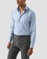Eton Allover Gingham Check Soft Cotton Tencel Overhemd Licht Blauw