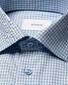 Eton Allover Gingham Check Soft Cotton Tencel Overhemd Licht Blauw