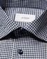 Eton Allover Gingham Check Soft Cotton Tencel Overhemd Navy