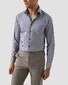 Eton Allover Gingham Check Soft Cotton Tencel Overhemd Navy