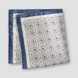 Eton Allover Medallion Pattern Silk Pocket Square Multicolor