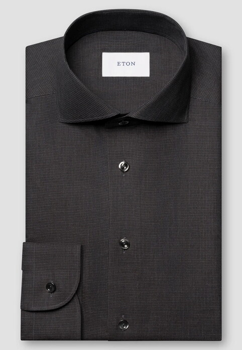 Eton Allover Micro Check Brushed Cotton Signature Flanel Overhemd Donker Rood