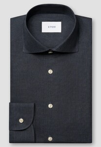 Eton Allover Micro Check Brushed Cotton Signature Flanel Overhemd Navy