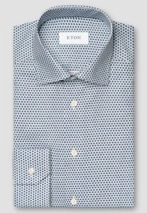 Eton Allover Mini Floral Signature Twill Overhemd Licht Blauw