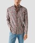 Eton Allover Multi Tartan Plaid Check Button-Down Organic Cotton Overhemd Rood-Multi