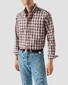 Eton Allover Multi Tartan Plaid Check Button-Down Organic Cotton Overhemd Rood-Multi