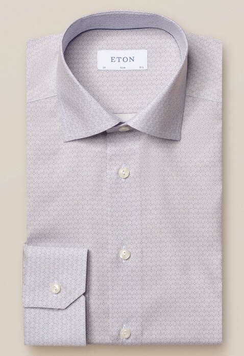 Eton Art Deco Contrast Poplin Overhemd Blauw