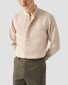 Eton Band Collar Luxury Subtle Texture Garment Washed Linnen Overhemd Beige