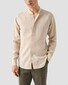 Eton Band Collar Luxury Subtle Texture Garment Washed Linnen Overhemd Beige