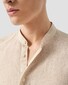 Eton Band Collar Luxury Subtle Texture Garment Washed Linnen Overhemd Beige