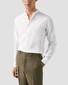 Eton Band Collar Luxury Subtle Texture Garment Washed Linnen Overhemd Wit