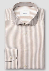 Eton Bengal Striped Luxury Signature Oxford Overhemd Beige