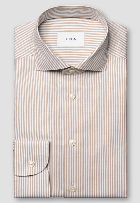 Eton Bengal Striped Luxury Signature Oxford Overhemd Beige