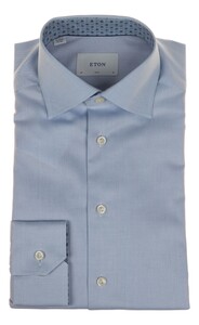Eton blue Medallion Effect Signature Twill Shirt Overhemd Licht Blauw