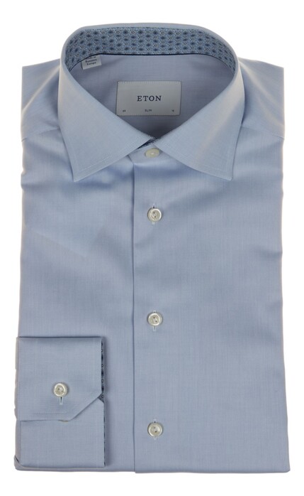 Eton blue Medallion Effect Signature Twill Shirt Overhemd Licht Blauw