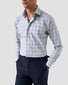Eton Check Cotton Twill Overhemd Blauw