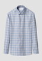 Eton Check Cotton Twill Overhemd Blauw