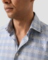Eton Check Cotton Twill Overhemd Blauw