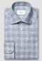 Eton Check Cotton Twill Overhemd Blauw