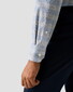 Eton Check Cotton Twill Overhemd Blauw