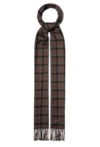 Eton Check Merino Wool Scarf Brown