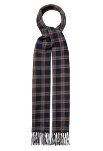 Eton Check Merino Wool Scarf Navy
